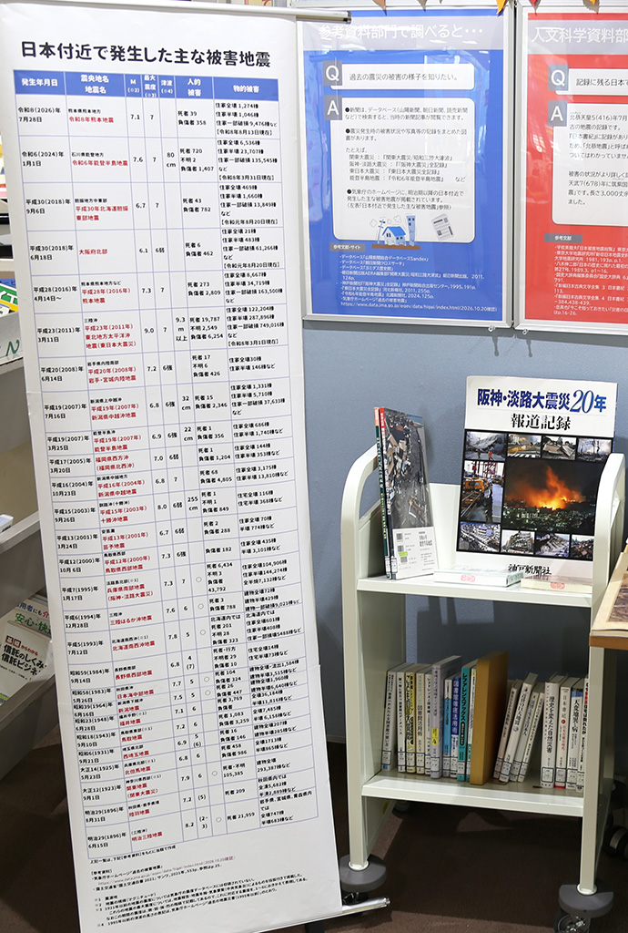 「レファレンス認知度アップ大作戦！～地震と日本の歴史について～」展示画像２